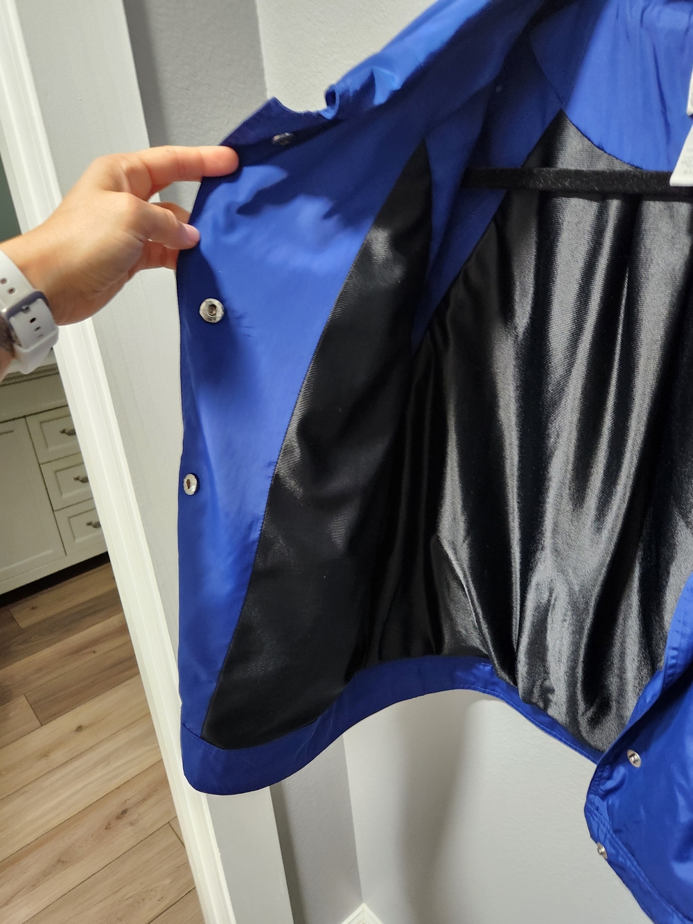 Shiny Blue Button-Front Jacket - Picture 4 of 6